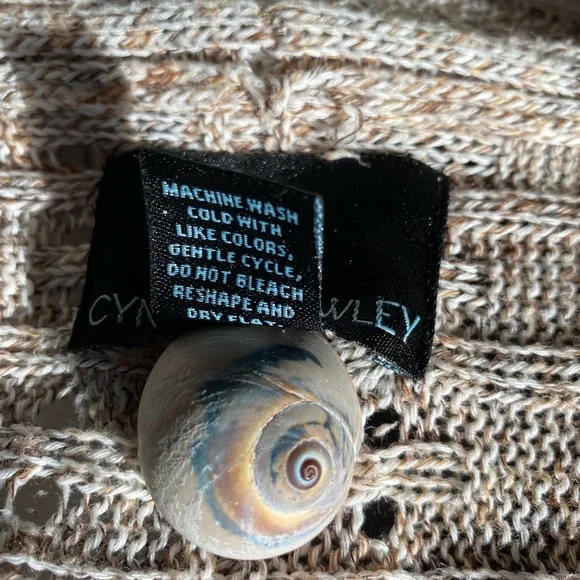 Cynthia Rowley 3/4 Sleeve Chunky Knit Cardigan Beige XS - Picture 9 of 9